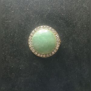Vtg Aventurine & Crystal Brooch